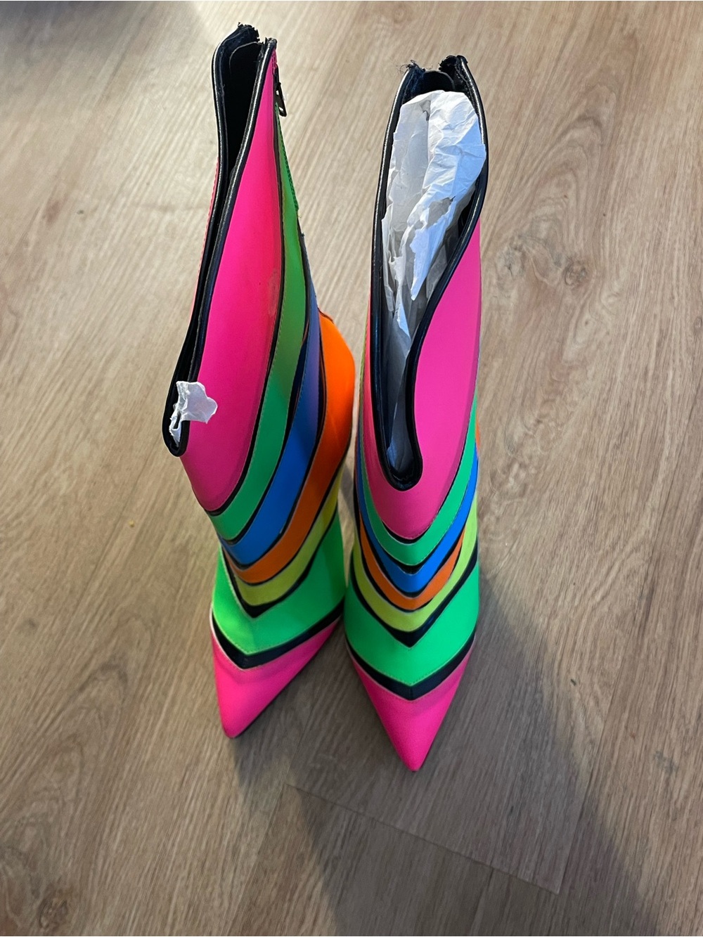 Privileged Neon Multicolor Pointed Toe Heeled Boots